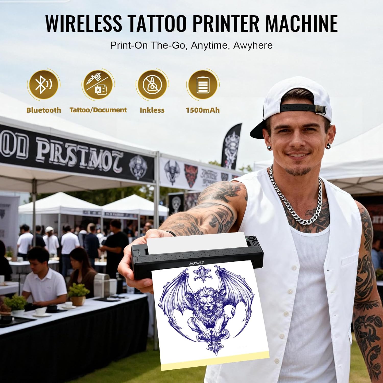 2026 New 2 in 1 Tattoo Stencil & Document Printer, Wireless Bluetooth Thermal Printer - HD Fast Transfer, Portable