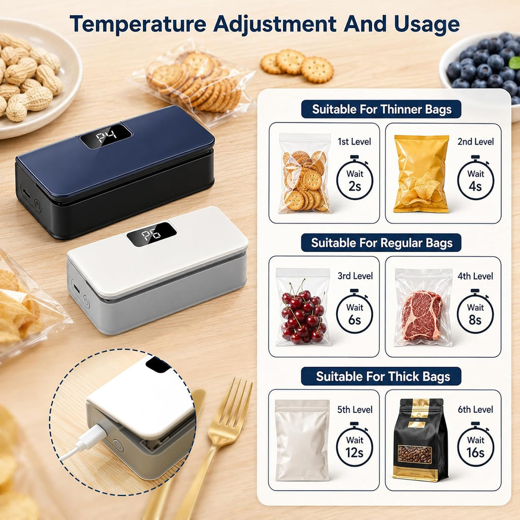 Mini Magnetic Bag Sealer,9.5cm Sealing Width,White