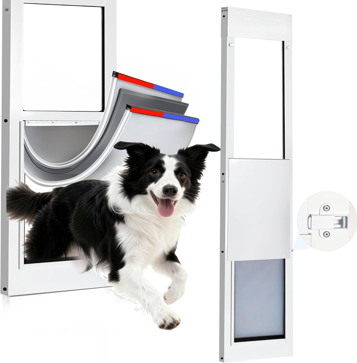 【Weatherproof Thicken】 Dog Door for Sliding Glass Door,Anti Deform,3‑Layer Reinforced Insulated Door Flap,Dual