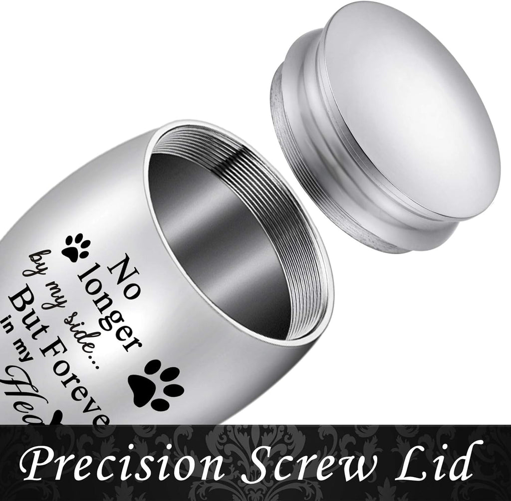 1.57 inches Mini Pet Memorial Small Urns for Dog and Cat Ashes, Stainless Steel Cremation Urn, Pet Paw Print Keepsake