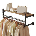 Industrial Pipe Clothing Rack,Wall Mounted Clothes Rack with Shelf