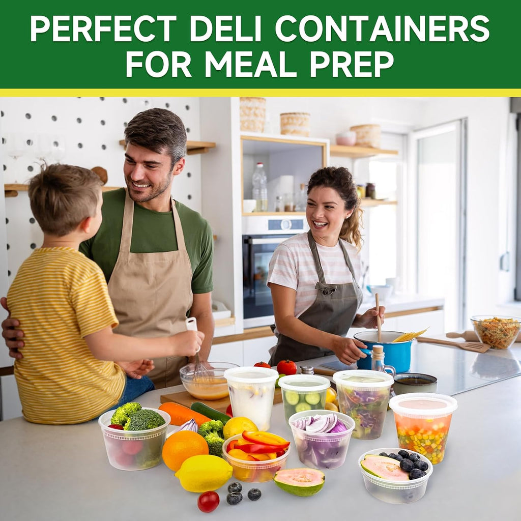 50 Set 32 oz Deli Containers with Lids | Leak-Proof BPA Free Plastic Take Out Bowls, Food Storage Containers for