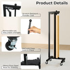 36" Vertical Paper Roll Dispenser, Butcher Paper Roll Rack & Cutter, Wheels