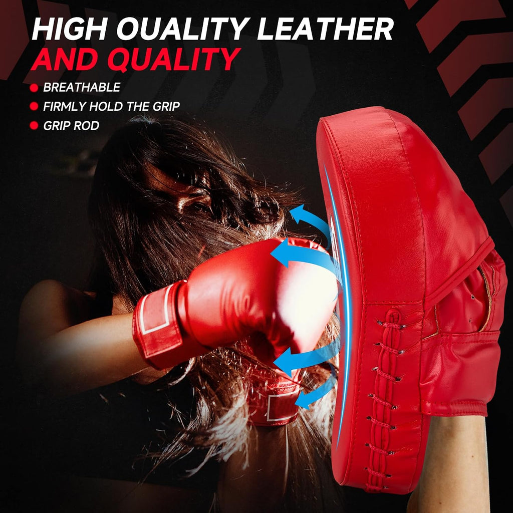 Boxing Pads Curved Focus Mitts | Training Pads, MMA Muay Thai Kickboxing Coaching, Martial Arts Punching Hand Target