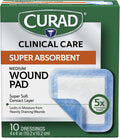 Super Absorbent Wound Pad, Medium, 4" x 4", 10 Count
