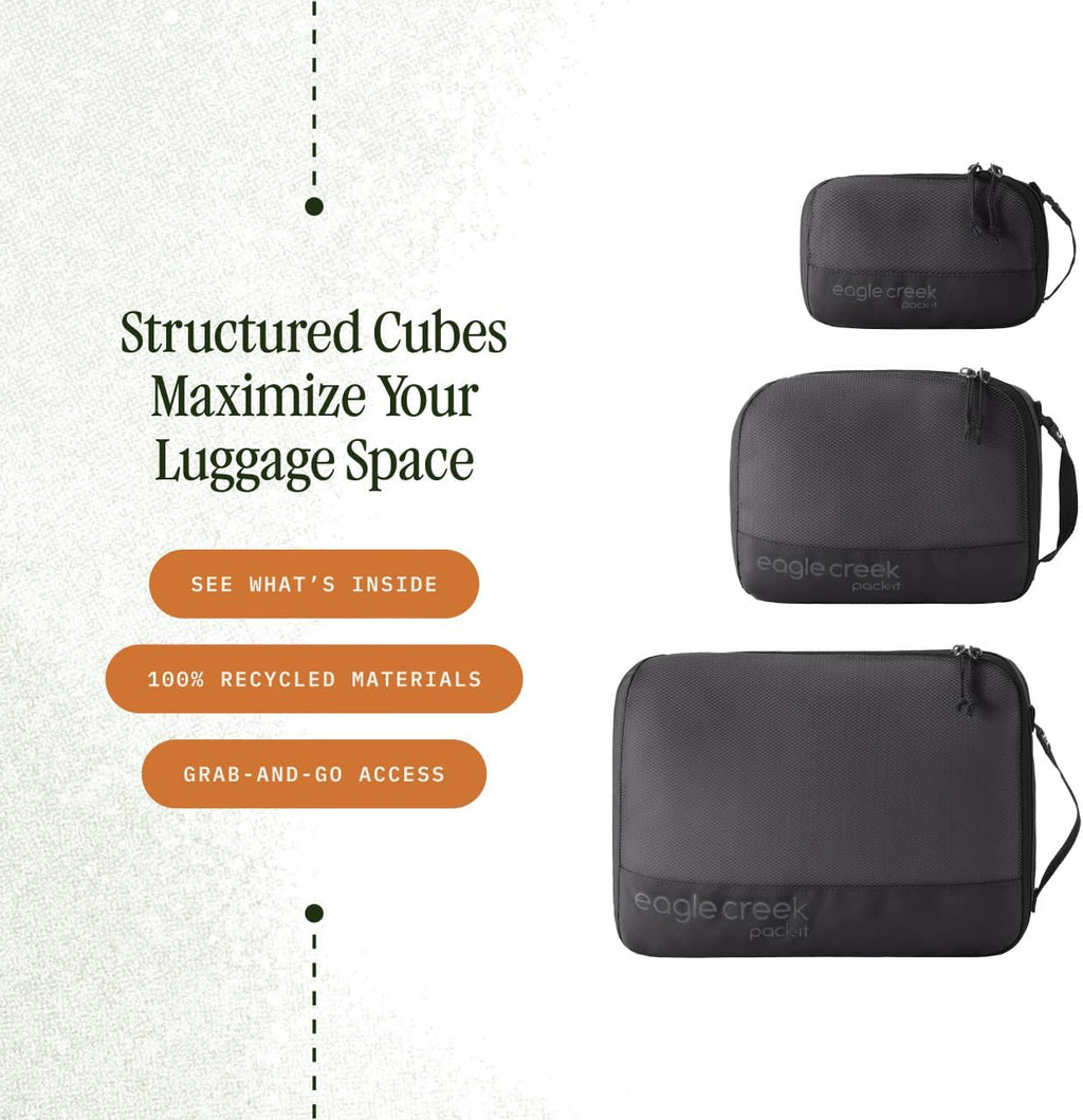 Pack-It Reveal Cube Set - Packing Cubes for Compartmentalizing Luggage - Durable - Ultra-Lightweight