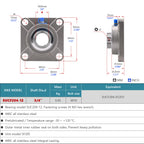 XIKE 2 Pcs SUCFL204-12 Bore 3/4" All Stainless Steel Pillow Block Bearings.