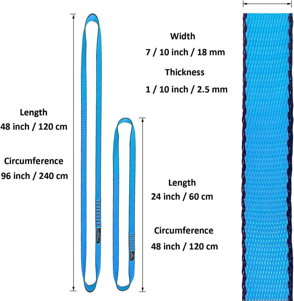 18MM Nylon Climbing Slings Runners 23 kN Strong Webbing Straps for Rock Climbing, Rappelling, Swing, Yoga Hammock etc