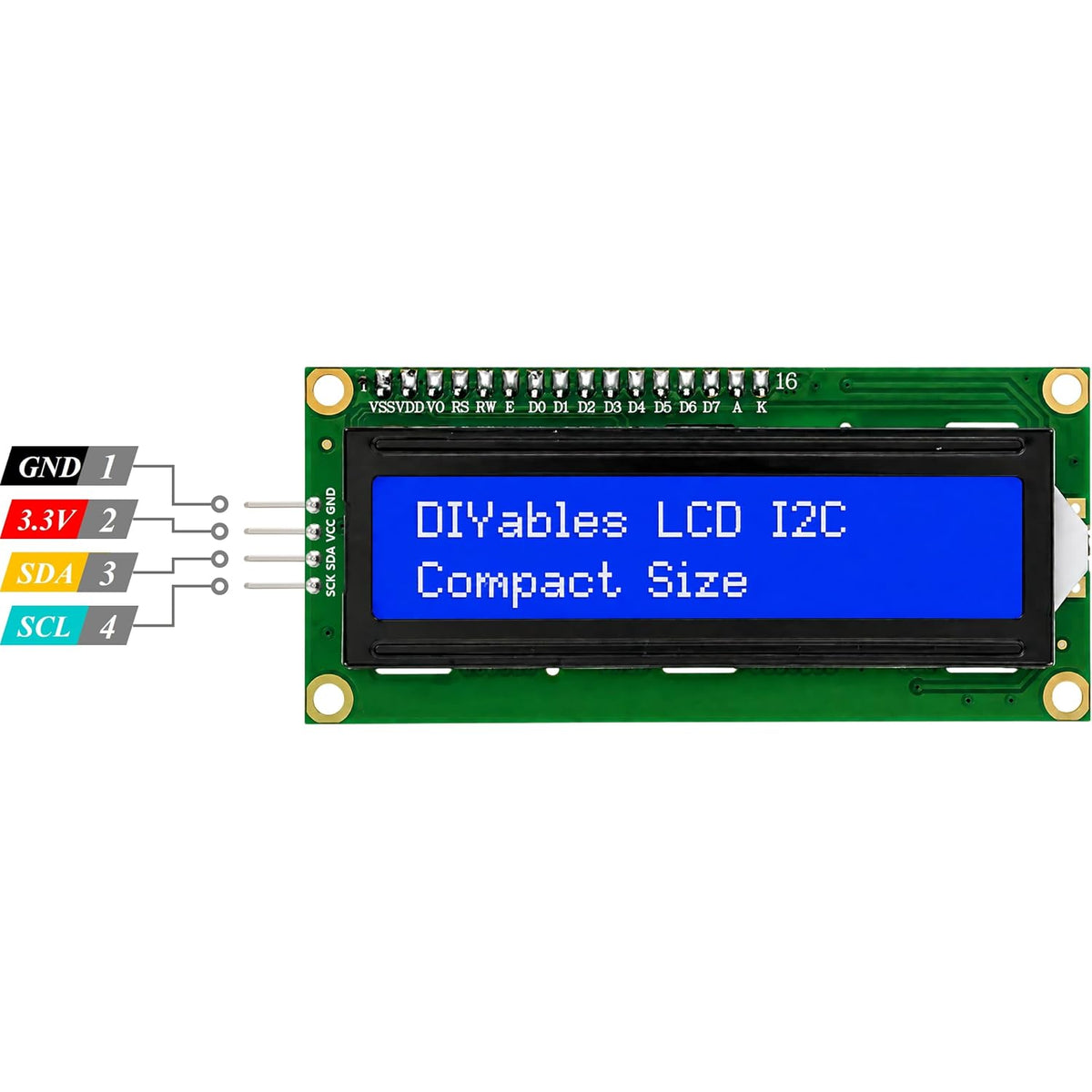 LCD1602 I2C 16x2 Blue Backlight 3.3V, Built in Potentiometer, 2 Pack
