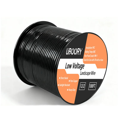 UBOORY 12 Gauge Wire 2 Conductor 100FT, 12/2 Low Voltage Landscape Wire, for Low Voltage, Outdoor Direct Burial Electrical Wire