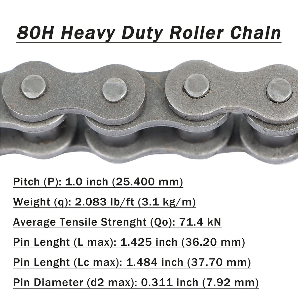 kimllier 80H Roller Chain 10 Feet with 1 Connecting Links