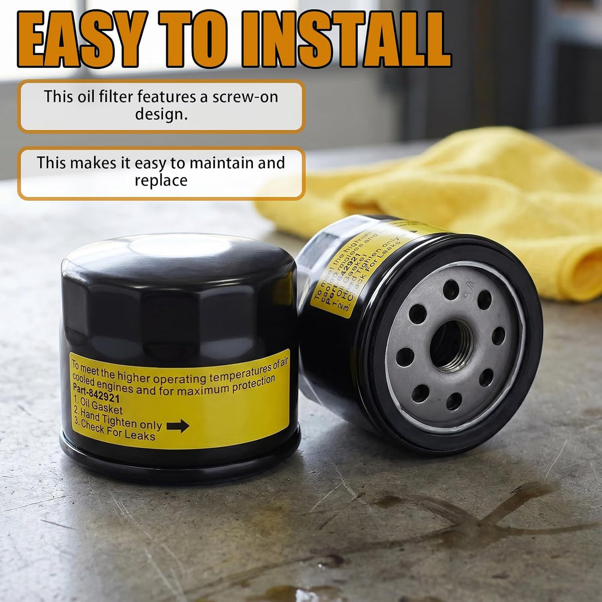2 Pack 842921 Oil Filter for Briggs & Stratton Vanguard V-Twin