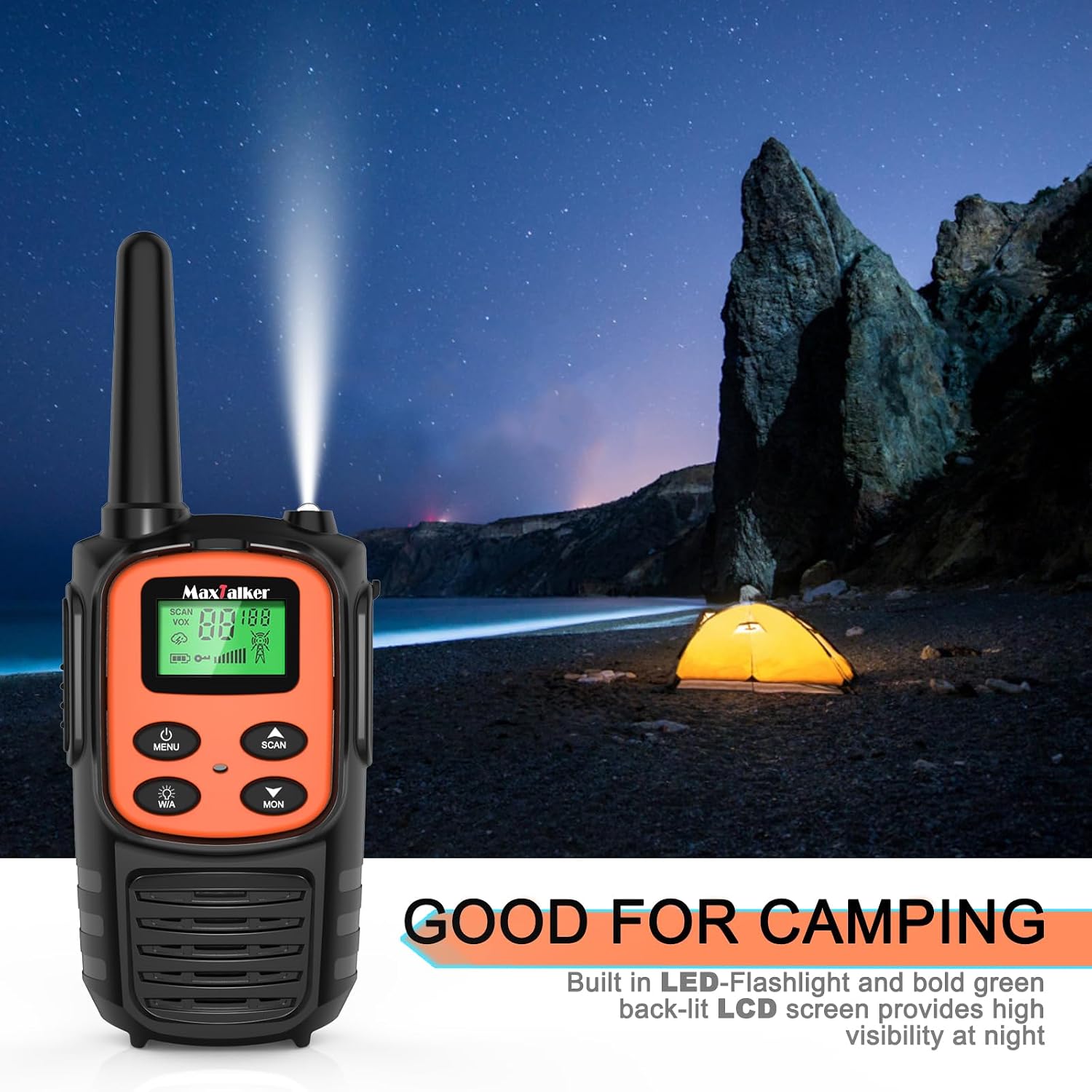 Walkie Talkies Long Range 2 Pack,Rechargeable 22 FRS Channels Two Way Radio | NOAA, LED flash & VOX walkie talkies