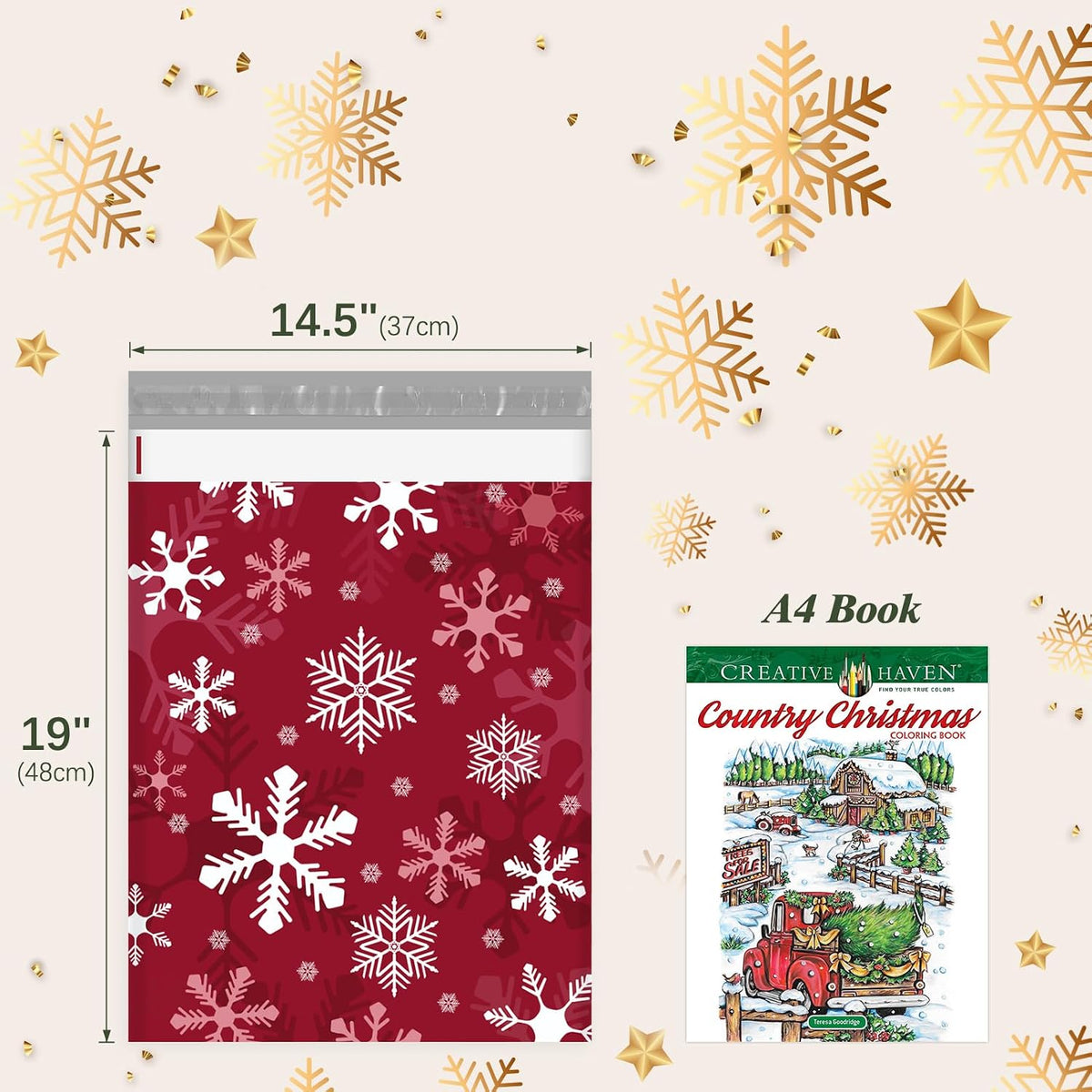 Christmas Poly Mailers 14.5x19" 50Pcs,Large Shipping Bag for Clothes
