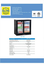 Commercial Back Bar Beer Cooler, ETL Restaurant Beverage Display Merchandiser Refrigerator, 208L 2 Slide Glass Door