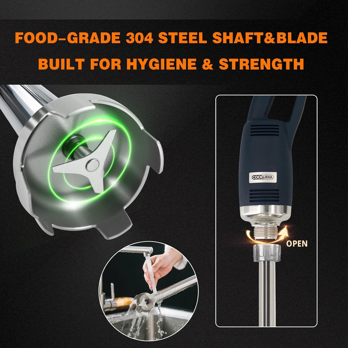 X-Heavy Huty 750W Commercial Immersion Blender, 22 Inch Removable Shaft, 8,000-19,000 RPM Variable Speed, 64 Gallons