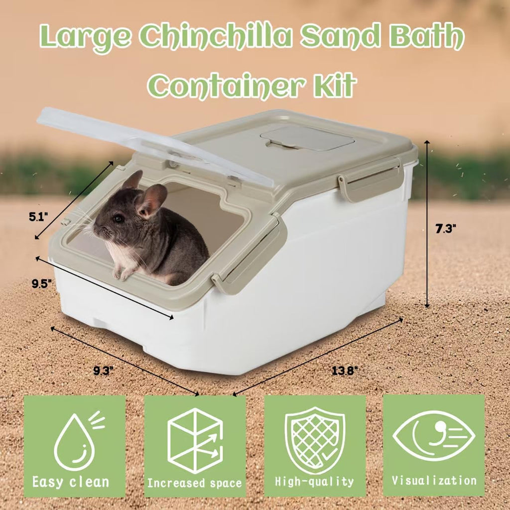 Chinchilla Dust Bath Container Kit, Extra Large Plastic Bath House