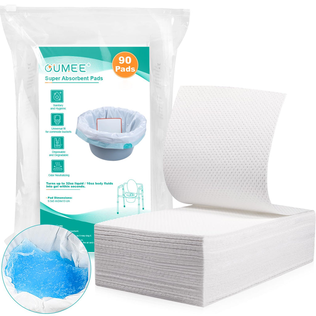 90 Count Absorbent Commode Pads for Bedside Commode Bucket