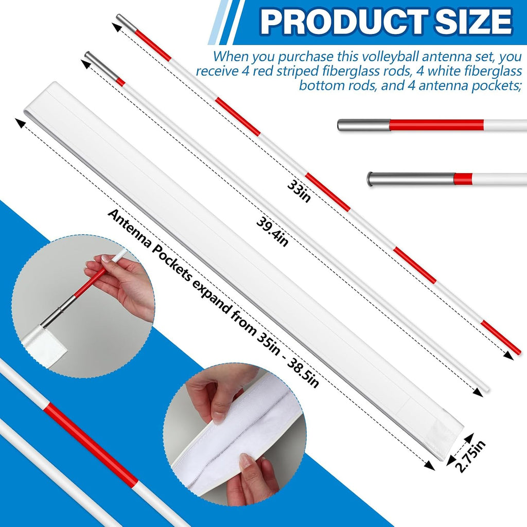 Volleyball Antenna Pole Set Volleyball Training Equipment Beach Sports Indoor Outdoor Accessories Fiberglass