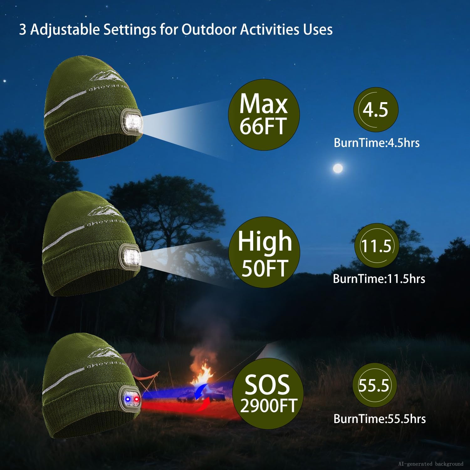 Emergency Sleeping Bag & LED Beanie Hat Set, Waterproof Thermal Mylar Bivy Sack, Portable Survival Gear for Hiking