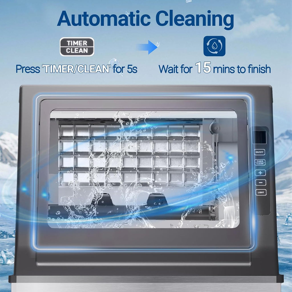 100lbs/24H Commercial Ice Maker Machine with 18-33lbs Ice Storage