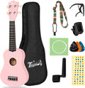 Soprano 21inch Ukulele Pink Beginner Kit Carrying Bag Tuner Strap Sqare String Fingerboard Stickers Ukulele For