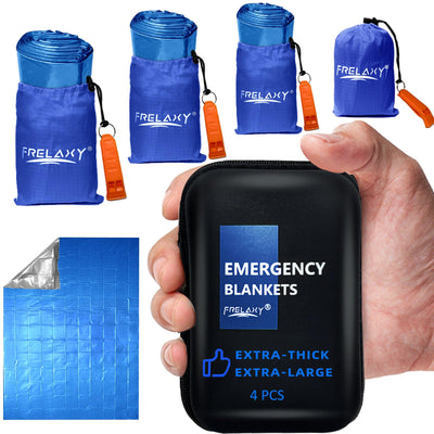 Emergency Blanket 4 Pack, Extra Thick Large Space Blankets