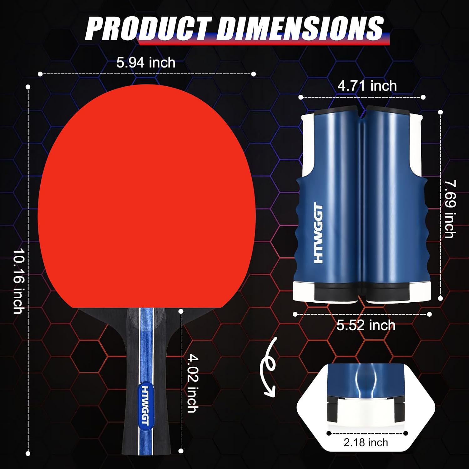 2‑Player Ping Pong Paddles Set with Table Tennis Net, Balls and Case | Premium Ping Pong Paddles Set of 2, Ideal for
