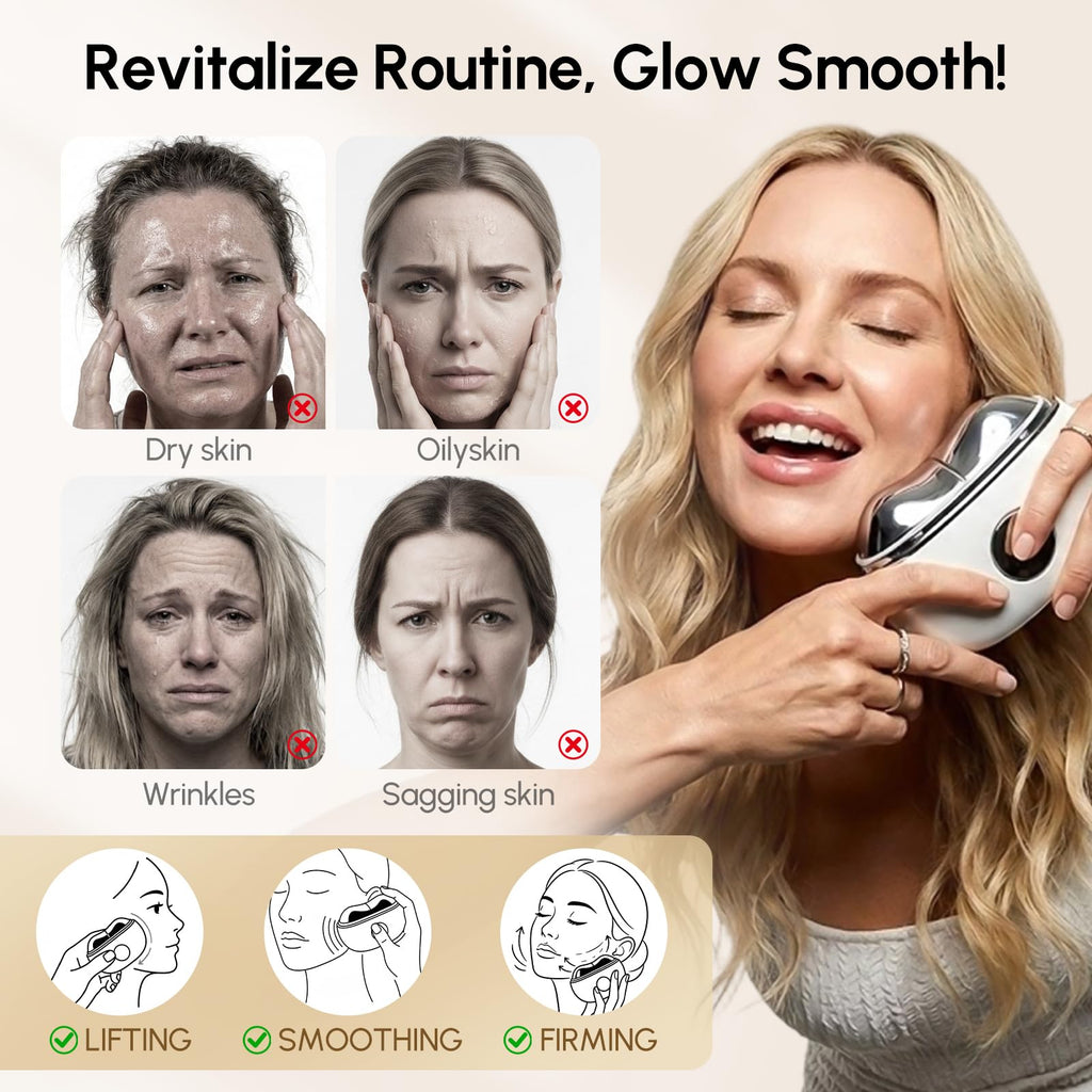 GloShell Mini Gua Sha Facial Massager, Hot & Cold, Microcurrent