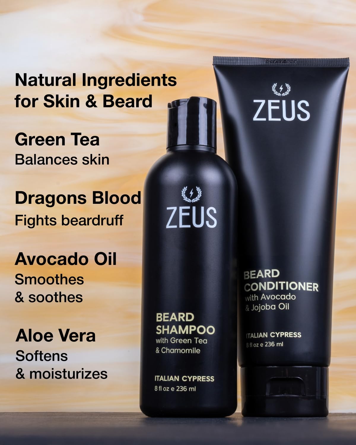 Beard Wash Set for Men, Beard Shampoo & Conditioner (Vanilla Rum)