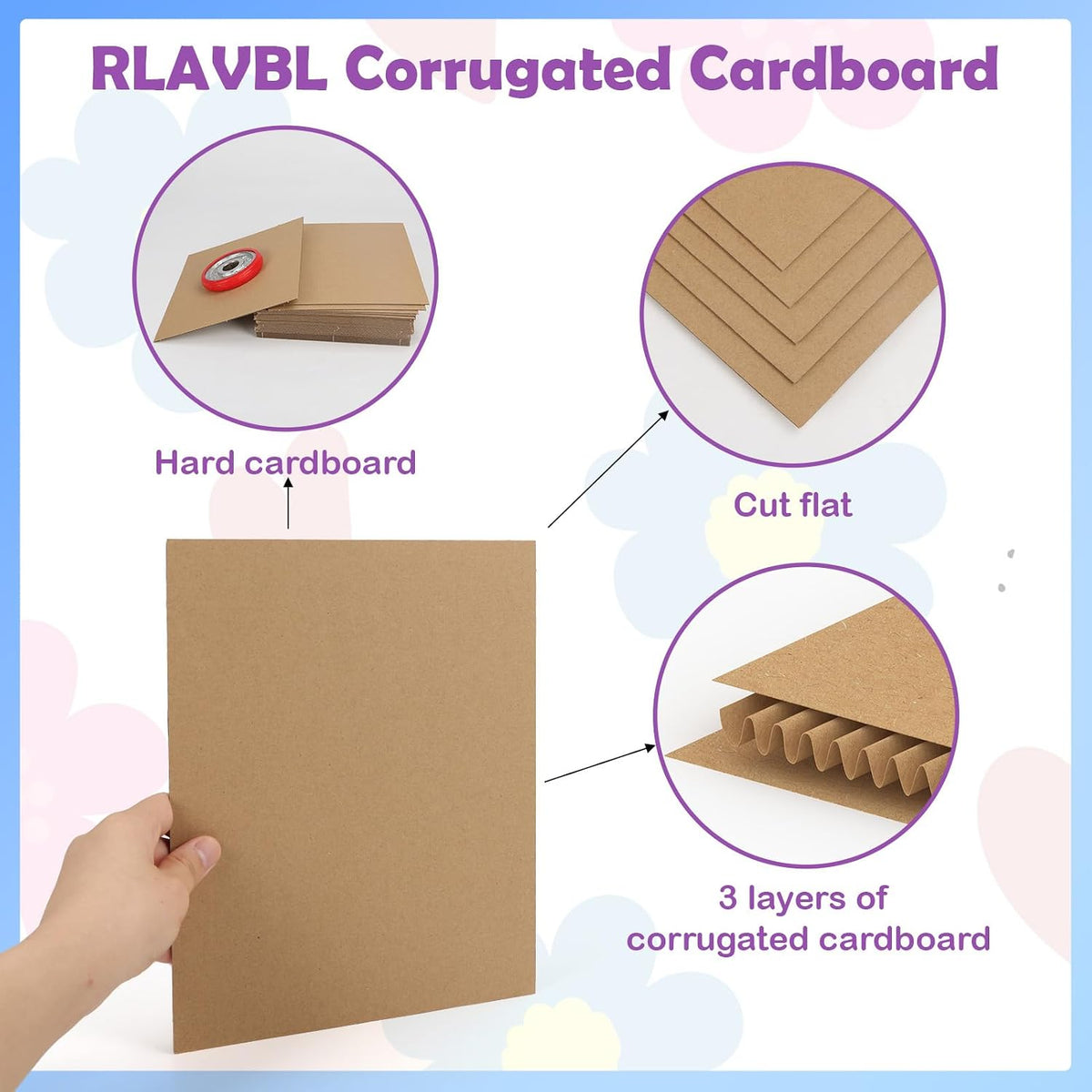 100 Pack 9x12 Corrugated Cardboard Sheets, Flat Cardboard Inserts for Shipping, Mailing, Packing, DIY Crafts