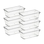 6 Pack Drawer Organizer, 3" x 6" Plastic Storage Bins