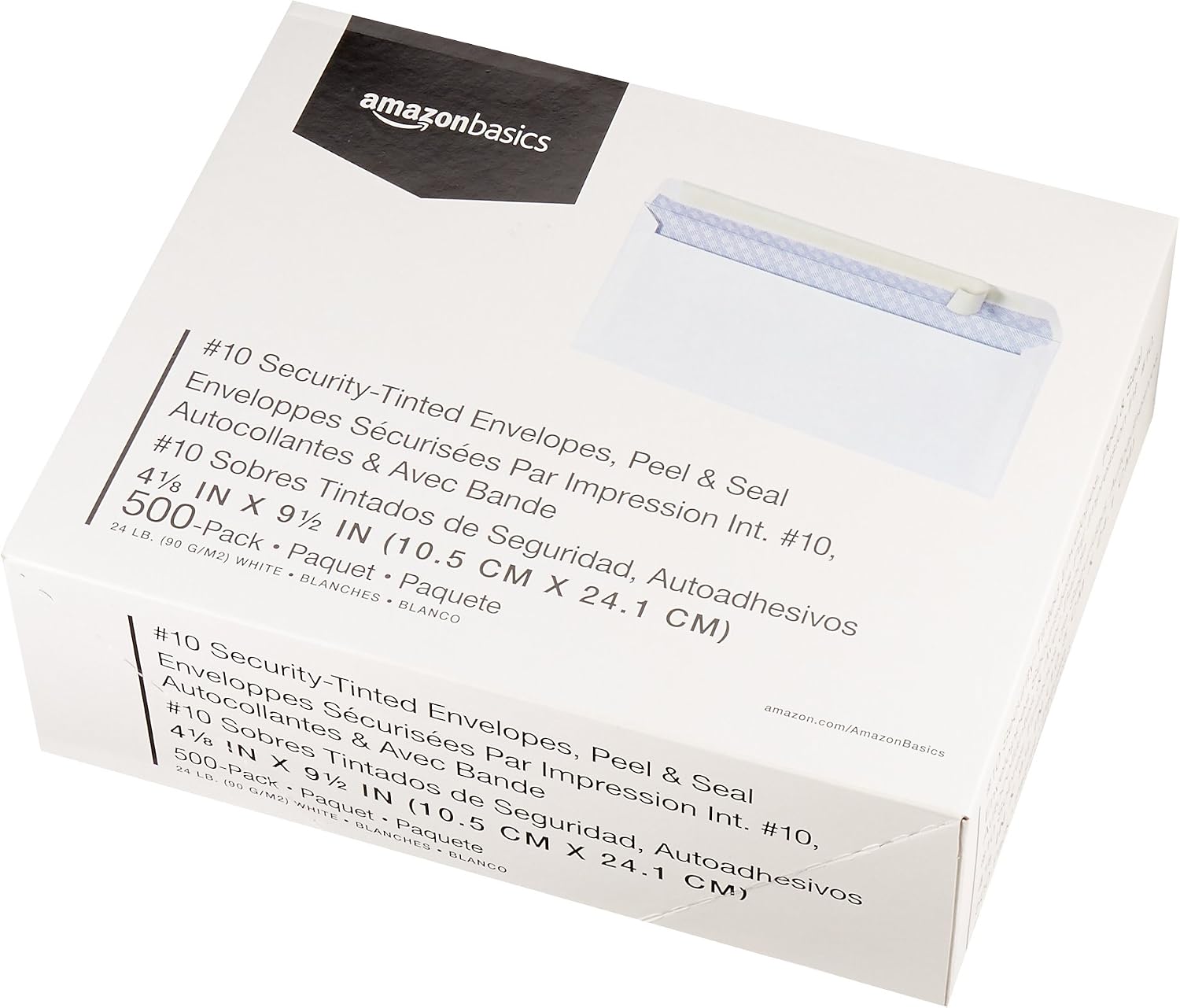 #10 Security-Tinted Self-Seal Business Envelopes for Documents, Privacy, Home & Office, White, 500-Pack
