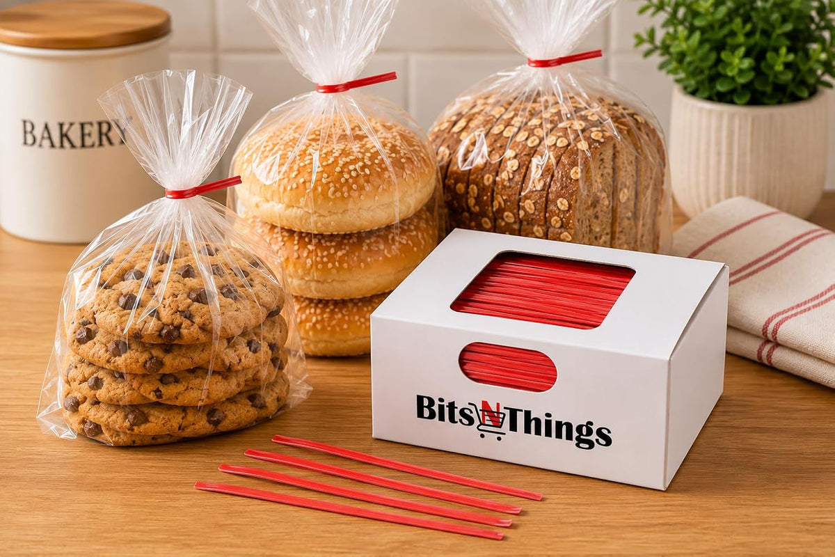 4 Inch Red Twist Ties - 2000 Count | Paper Coated Wire Bag Ties | Bread Bags, Bakery, Candy, Coffee & Food Packaging