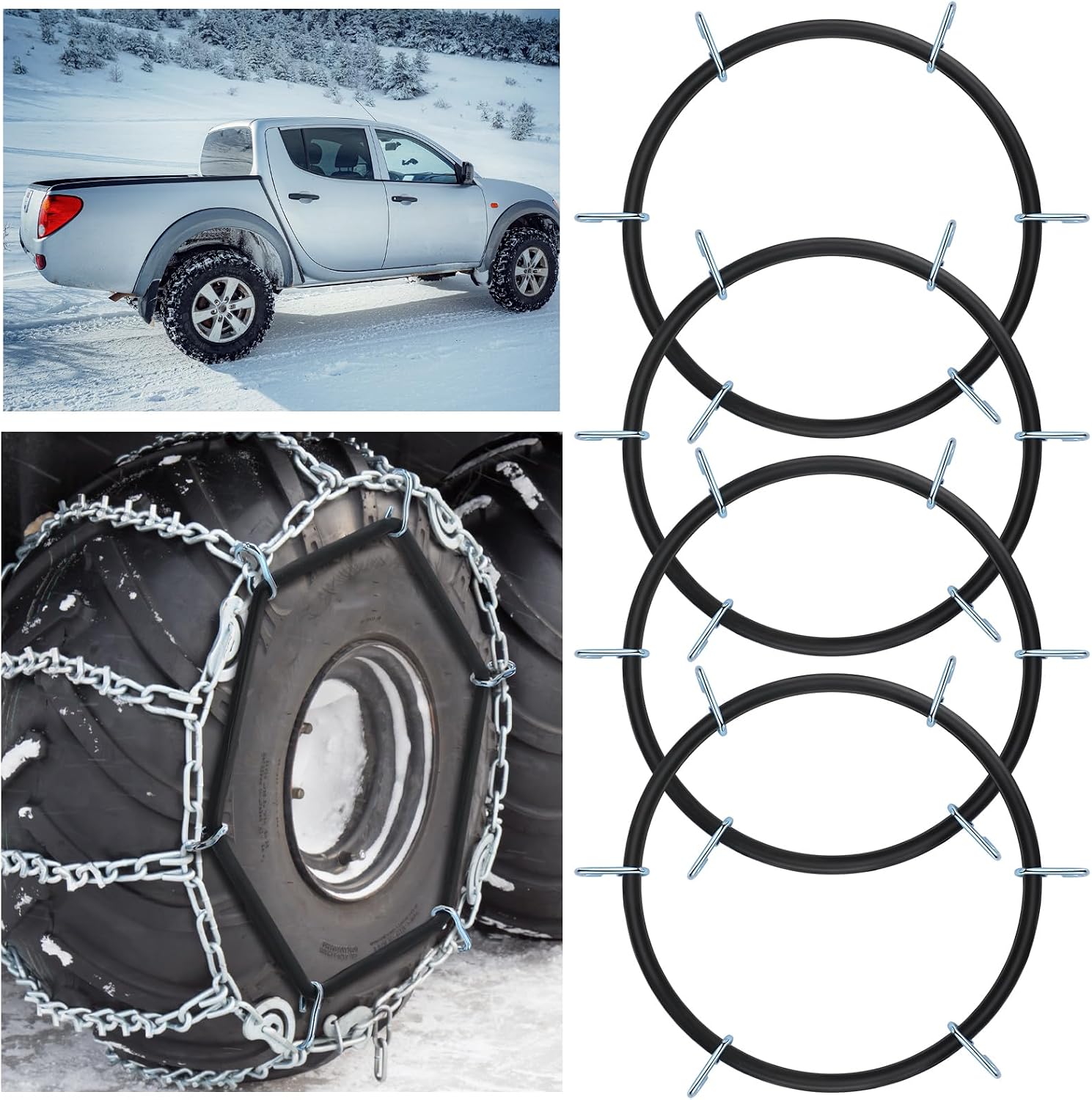 4 Pcs Light Truck Traction Chain Rubber Tightener Grip Light Truck/SUV Tire Tensioner Adjuster Tire Chain Tensioner