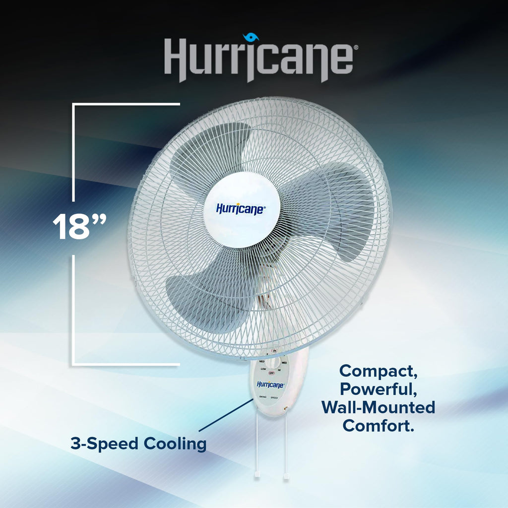 Supreme 90-Degree Oscillating Wall Fan, White, 18in, 2 Pack