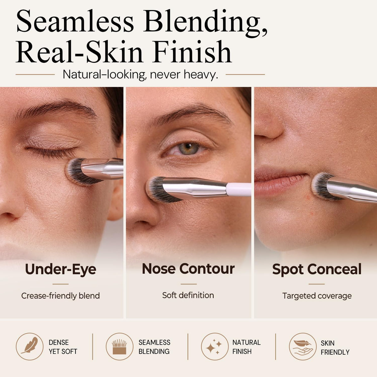 Concealer Brush, Angled Under Eye Makeup Small Foundation Precision Face Blending Brush (193 concealer brush), 1pc