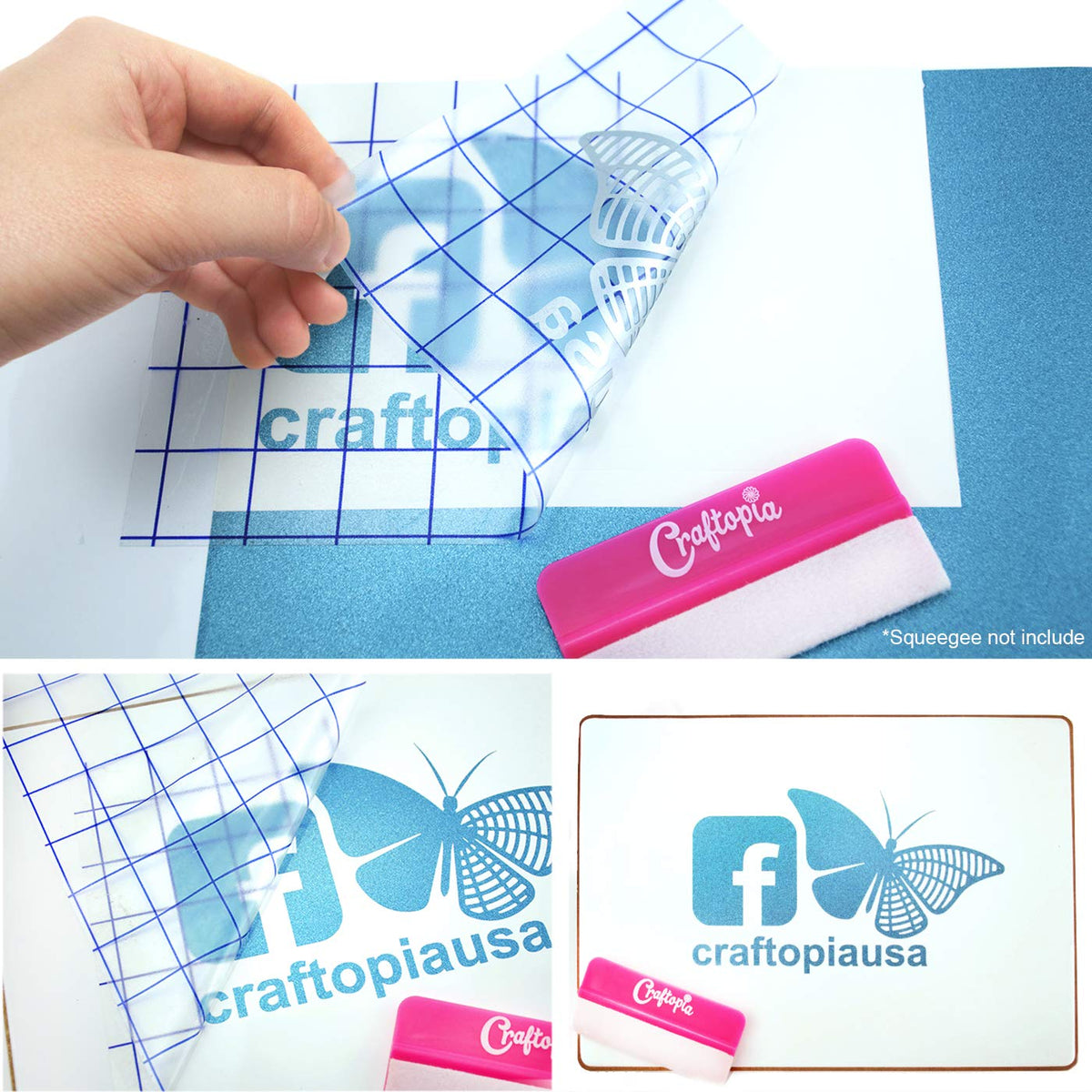 12"x12" Vinyl Transfer Tape Sheets - 5pk Clear w/Blue Gridlines