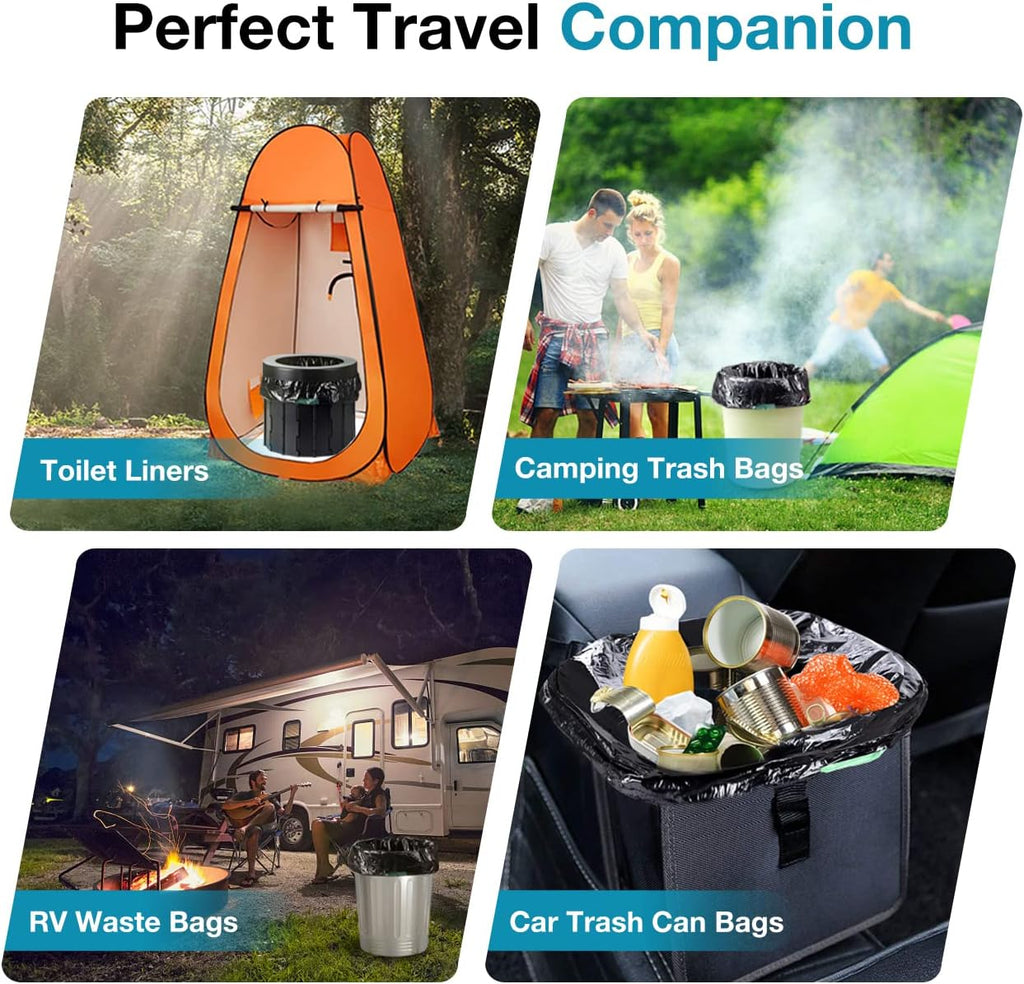 Portable Toilet Bags Drawstring 8 Gallon Camping Toilet Bags Toilet Waste Bags Leak-Proof Toilet Liners, Trash Bags
