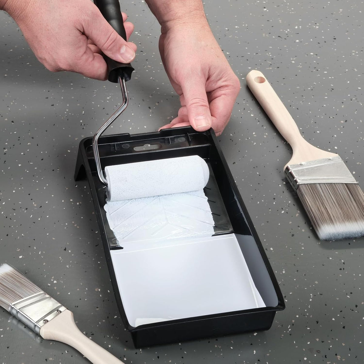 4-Inch Paint Tray Pan - 12-Pack Black Spill-Resistant & Mini Paint Trays - Dual Wells for Rollers & Roller Pan