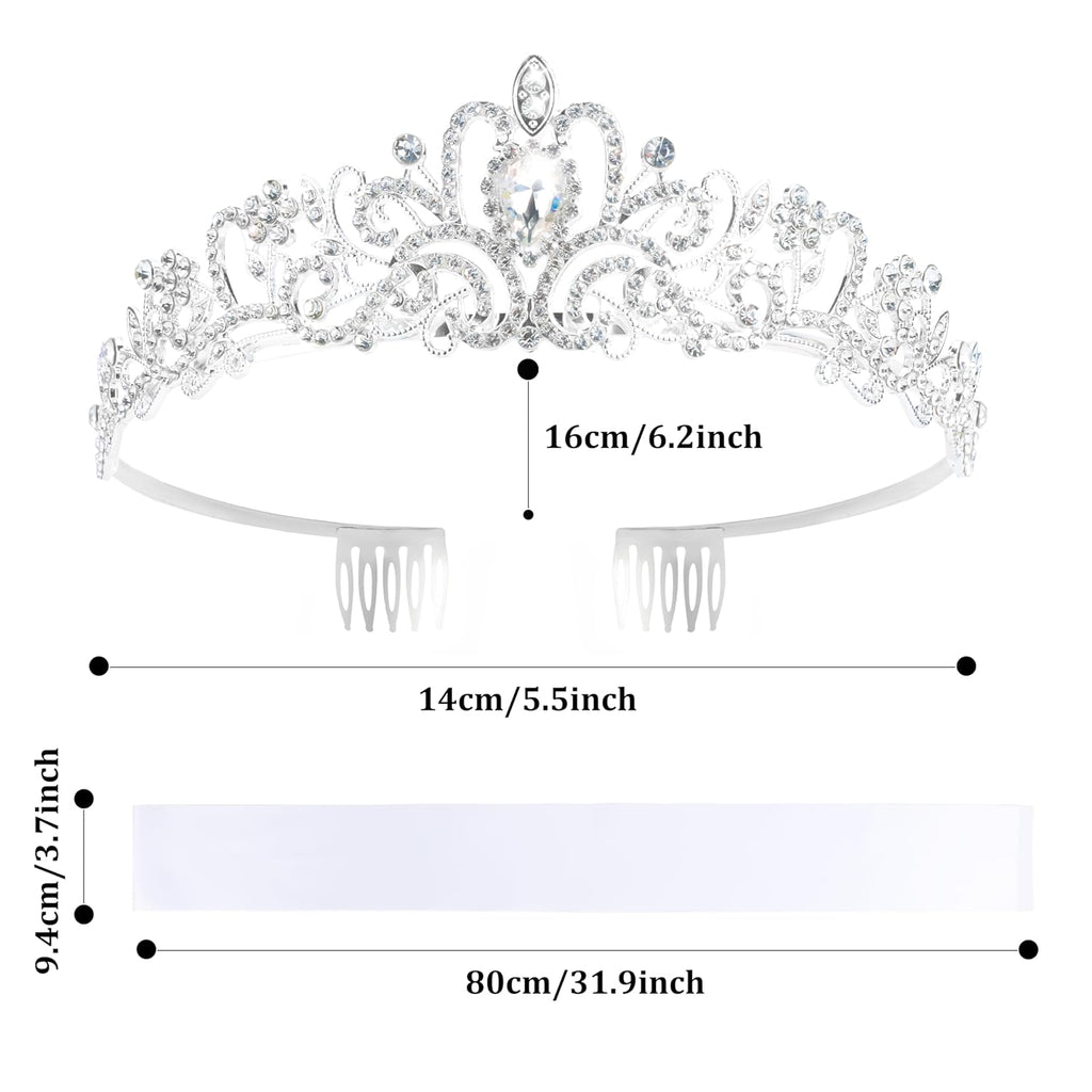 Custom Sash with White Blank Satin Sash For Women Girls Birthday Prom Pageant Bride to Be Sash and Tiara Make Your Own