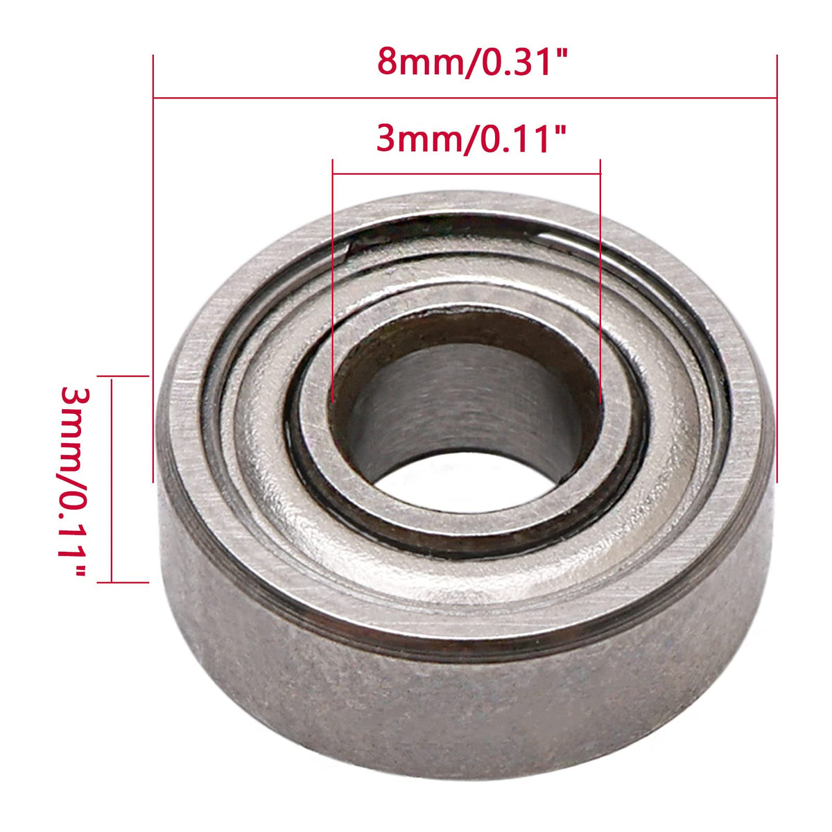 JIUWU 10Pcs MR83ZZ 3x8x3mm Miniature Deep Groove Ball Bearings