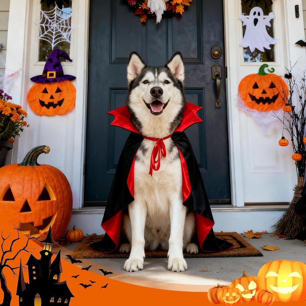Dog Costumes - Dog Halloween Costumes Vampire Cloak, Wizard Outfit, Witch Cosplay Apparel Cape - Funny Party Dress Up