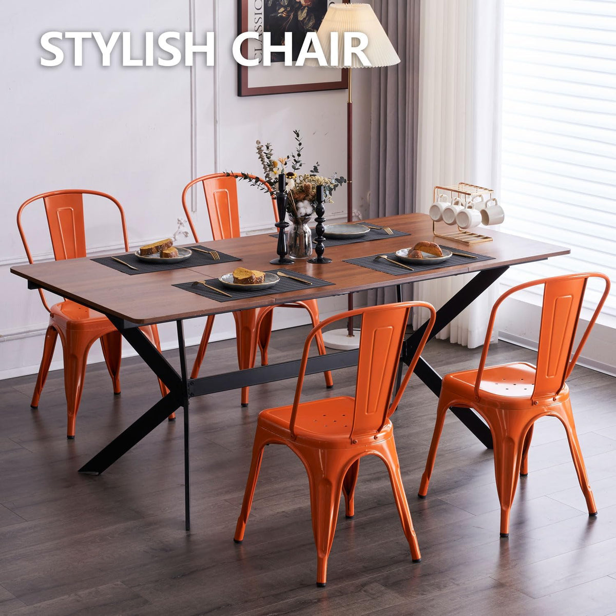 Metal Dining Chair Farmhouse Tolix Style for Kitchen Dining Room Café Restaurant Bistro Patio, 18 Inch, Stackable