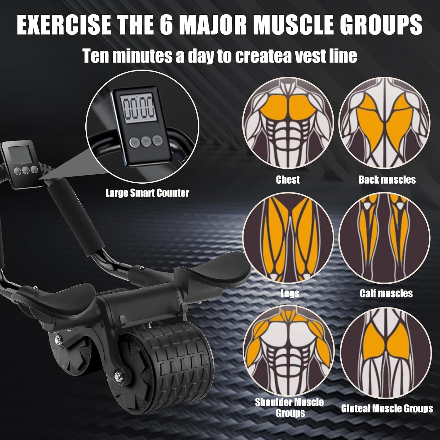 Elbow Support Automatic Rebound Abdominal Wheel，Ab Roller for Abdominal Exercise Machine，Abs Workout Equipment，Dolly