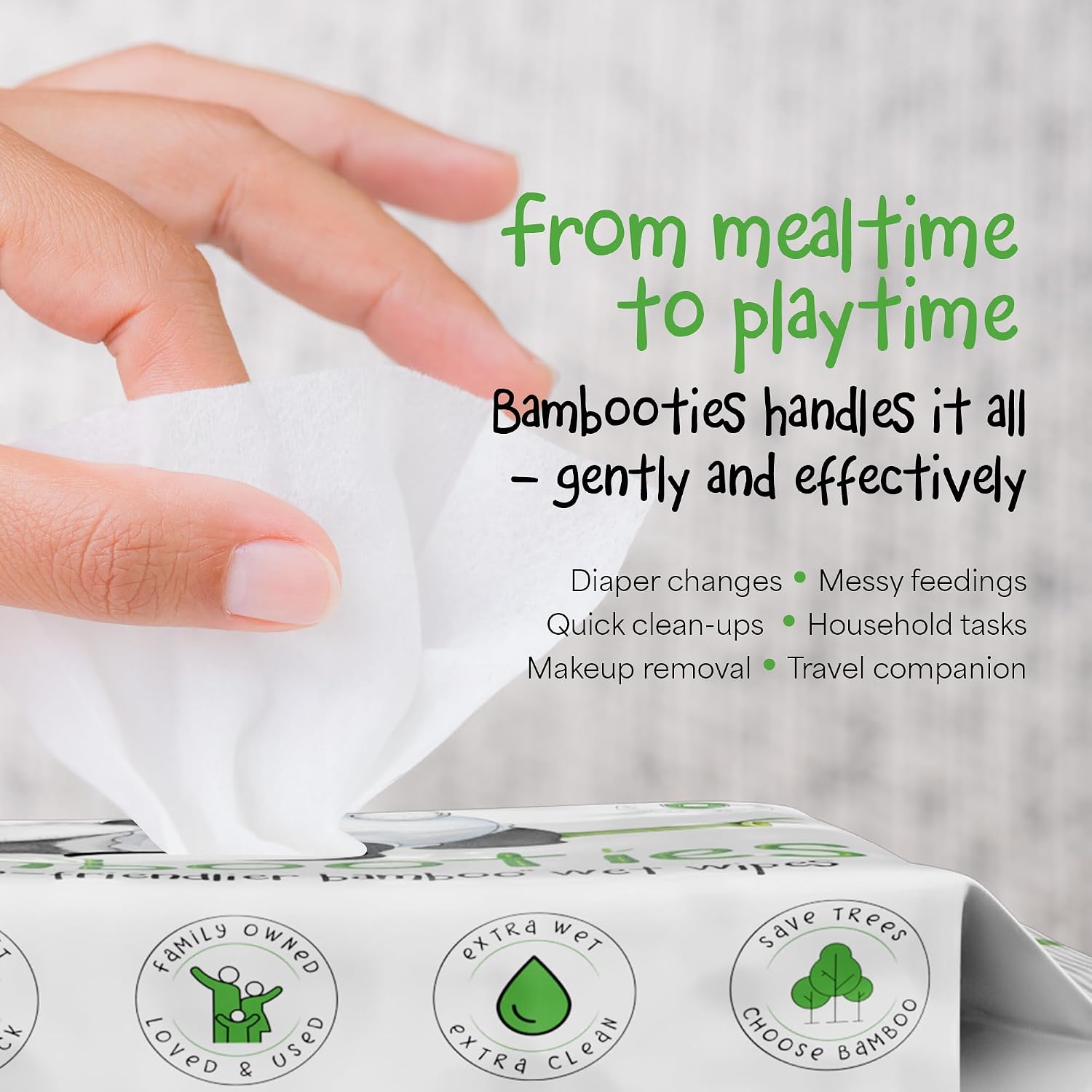 Bamboo Baby Wipes Unscented, Plant based Diaper Wipes for Sensitive Skin, Water based Wipes Baby Sensitive Skin 80
