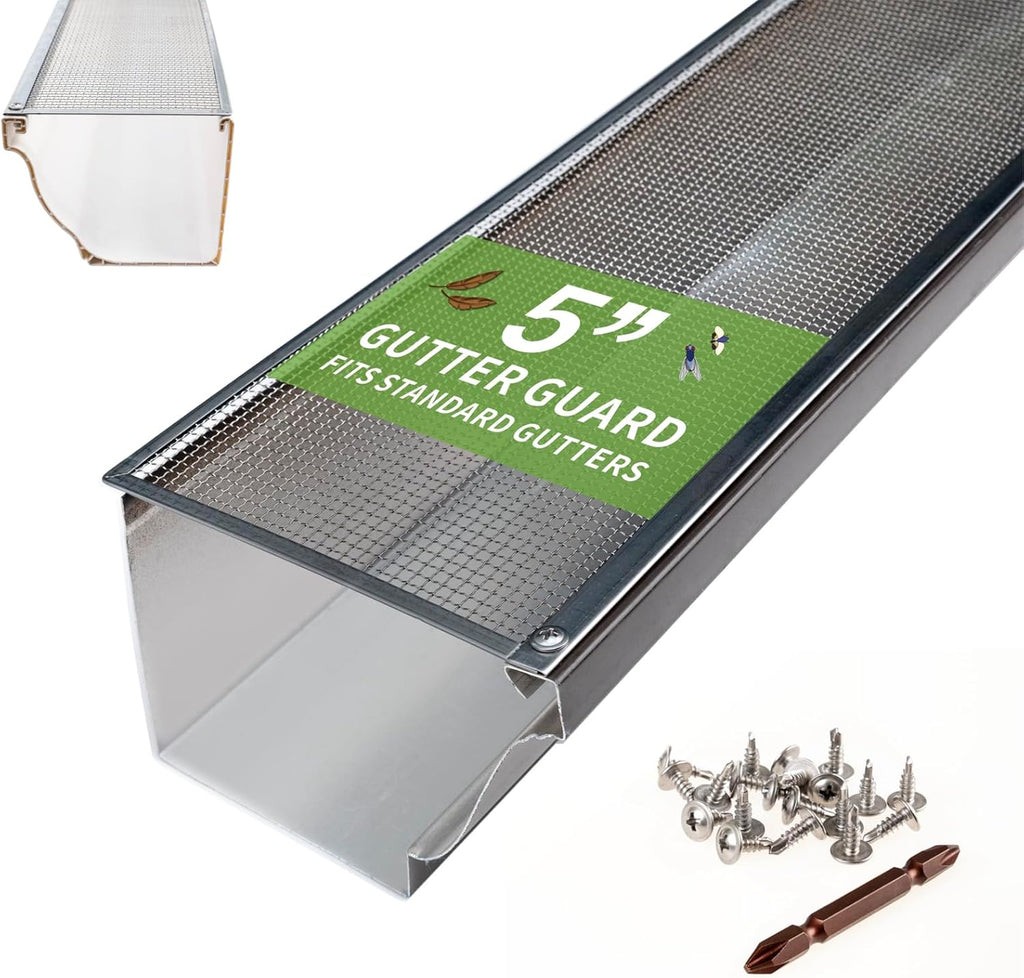 5 Inch Gutter Guard, 100% Stainless Steel High-Flow Leaf Screen