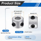 MECCANIXITY 10Pack Shaft Collar 5mm Bore 8mm Thick 11mm OD Silver