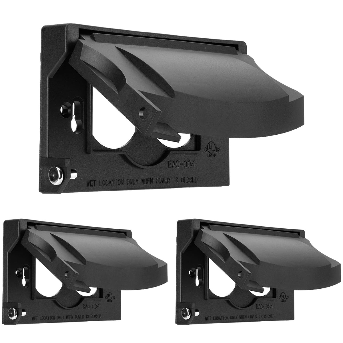 BESTTEN 3 Pack Horizontal Outdoor Outlet Cover for Duplex Receptacles