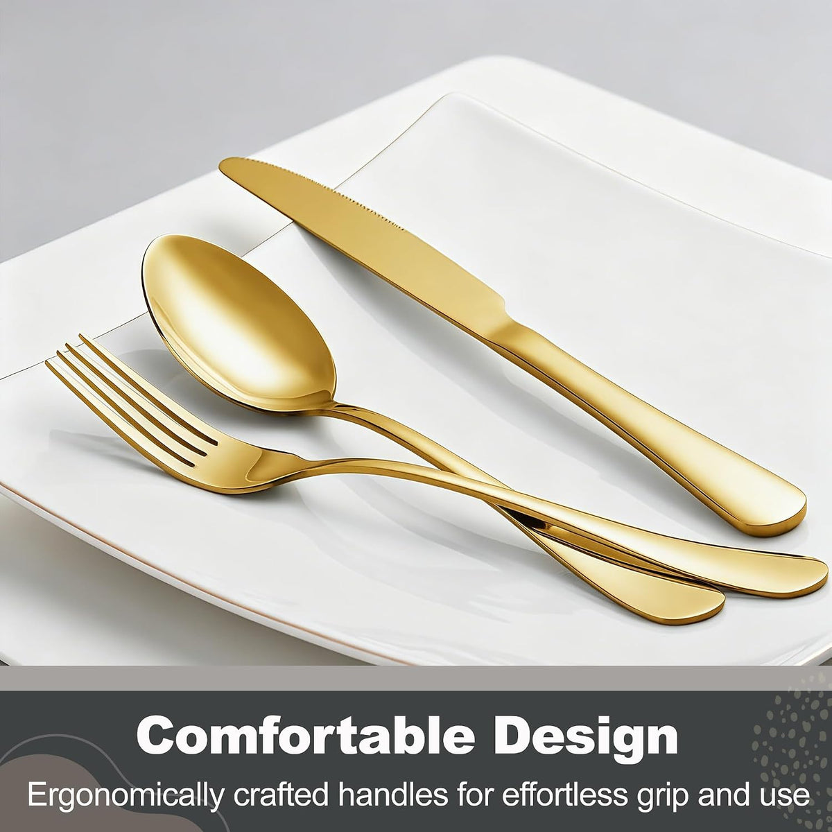 40-Piece Gold Flatware Set, Stainless Steel Cutlery Set for 8